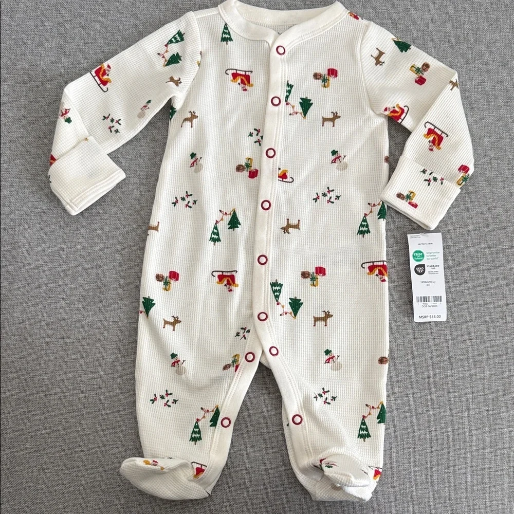 Carter's Cream Holiday Pattern Footie